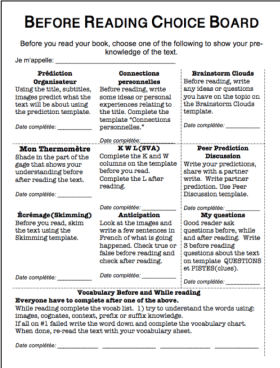 before reading choice